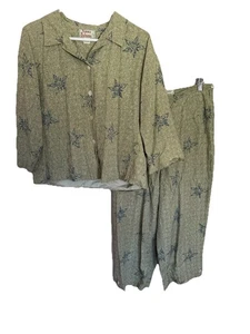 Vintage Tommy Bahama Seide Set Größe 12 Capri & Knopfleiste Bluse himmlisch grün - Bild 1 von 10