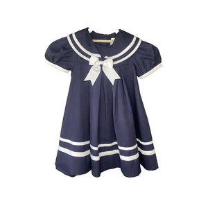 Rare Editions Mädchen Größe 3T Kleinkind Matrose Maritim Marineblau & Weiß Retro - Bild 1 von 11