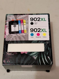 4 New  902XL Color Ink Cartridges OfficeJet Pro 6954 6968 1 Black + Color For Hp - Picture 1 of 2