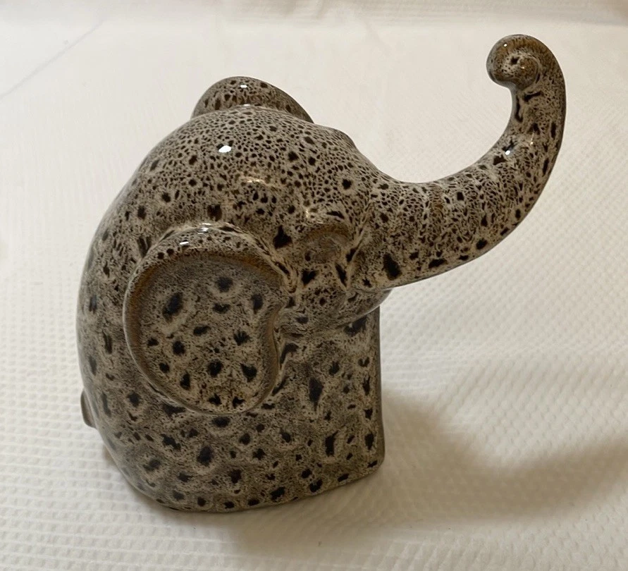 Pier 1 Brown Beige Mottled Baby Elephant Figurine. - Image 1 of 4