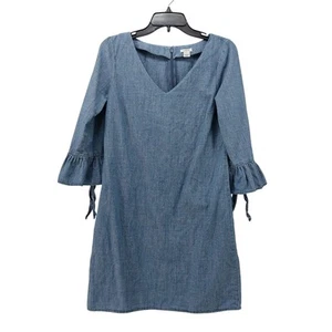 J Crew Blue Denim Dress Size 2 Bell Sleeves V-Neck Spring - Bild 1 von 14