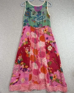 Vintage Johnny Was Y2K 100% Seide Midi Transparent Blumen Kleid Rosa/Multi Größe S - Bild 1 von 7