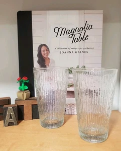 Set 2 bicchieri vintage corteccia trasparente ghiaccio texture 5" MCM barware - Foto 1 di 10