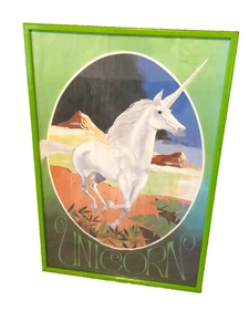 Póster Unicornio Vintage Grande Enmarcado 25" de ancho por 37" de alto ¡INCREÍBLE!!! - Imagen 1 de 6