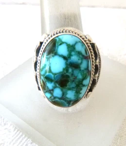 Anello firmato Navajo Allen Tolino Sonoral Web turchese argento sterling 925 misura 10 - Foto 1 di 5