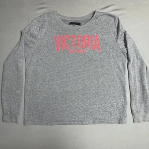 Victoria Sport Womens Sweater Gray Fleece Long Sleeve Scoop Neck Size L -782 - Picture 1 of 10