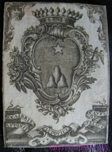 EXL023 - EX-LIBRIS COMTE ANTOINE LOUIS TELLUS Avocat en Avignon - XVIIIe - Picture 1 of 2
