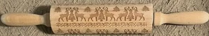 Wooden Carved Embossing Rolling Pin Christmas Holiday Trees Reindeer Deer 6.5” - Picture 1 of 2