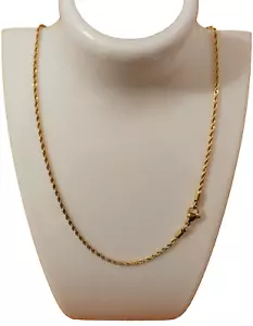 18ct Gold Plated Twisted Rope Chain 2mm Thick 16-24 Inches Long (41-61cm) - Picture 1 of 4