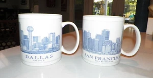 TAZAS STARBUCKS DALLAS Y SAN FRANCISCO BLANCAS Y AZULES 18 FL OZ - Imagen 1 de 9