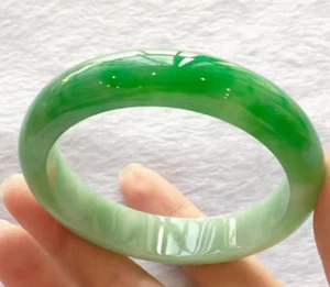 Real Natural Ice high Myanmar Green Jade jadeite bracelets bangle 59MM - Picture 1 of 9