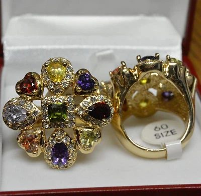 Dolly-Bijoux Fantaisie Très Grosse Bague T54 Fleur Multicolore de 35mm