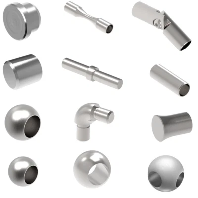 SELLON24 Edelstahl Geländer Füllstabrohr Verbinder Endkappe Abschluss Endstück Kugel Ecke
