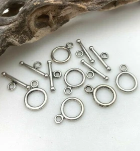 Sets Of Plain Silver Colored Round Base Metal Toggle Clasps(3 Variations)(MCL26) - Picture 1 of 12