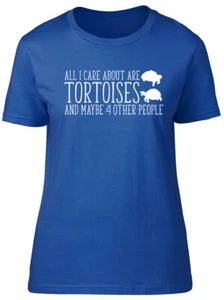 Womens All I Care about are Tortoises and maybe 4 other People Fitted T-Shirt - Picture 1 of 8