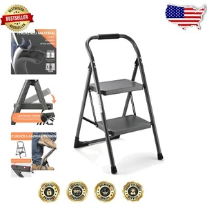 Ergonomic 2-Step Ladder Stool with Non-Slip Pedals - Ideal for Indoor & Outdoor - Picture 1 of 9