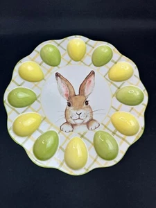 Certified International Ceramic Bunny Rabbit Deviled Egg Plate Easter - Picture 1 of 4