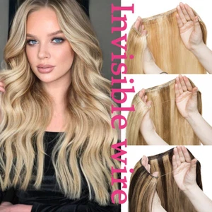 Extensiones de cabello 100% humano con alambre banda invisible oculta trama GRUESA resaltada EE. UU. - Imagen 1 de 42