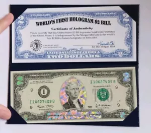 World's First Hologram $2 Bill 2003 Series The Morgan Mint Holder + Certificate - Bild 1 von 5