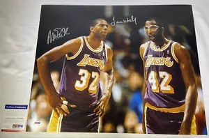 Magic Johnson & James Worthy Dual Signed Los Angeles Lakers 16x20 Photo PSA COA - Bild 1 von 4