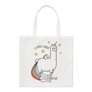 Llama-corns Poop Rainbows Too Regular Tote Bag Llama Unicorn Shoulder - Picture 1 of 1