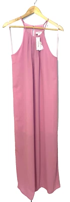 Everly Womens A Line Dress Pink Ruched Halter Chiffon Maxi Size Small NWT - Image 1 of 4