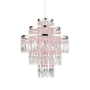 Litecraft Glow Light Shade 30cm Easy Fit Jewelled Children's Lampshade - Pink - Picture 1 of 5