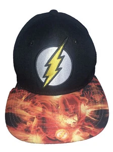 DC Comics The Flash Cappello Uomo Regolabile Nero Arancione Snapback Fulmine - Foto 1 di 6