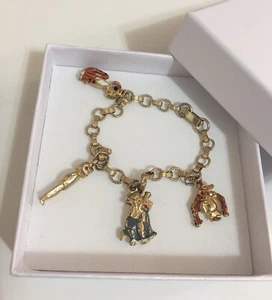 Vintage Old Jungle Book Mowgli￼ Shere Khan Monkey ￼￼Golden Bracelet Kids 6.25” - Picture 1 of 15