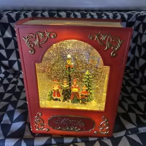 Holiday Decor Cracker Barrel LED Christmas storybook Glitter Globe Book Carolers - Picture 1 of 13