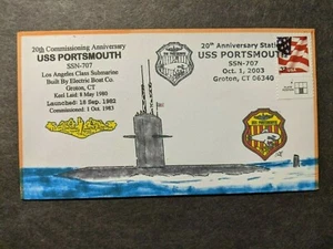 Submarine USS PORTSMOUTH SSN-707 Naval Cover 2003 EVERETT HAND-DRAWN Cachet - Picture 1 of 2