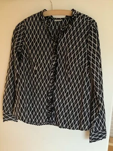 Bluse, Hemd, Damen, schwarz/weiß, dezente Rüschen, Street One, Gr. S - Bild 1 von 4