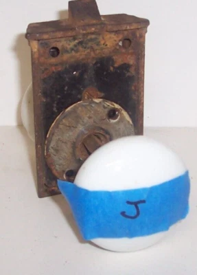 Vintage black door mechanism no lock knobs Round Knob Plates Works - Image 1 of 2