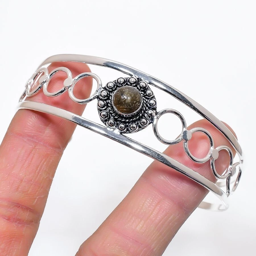 Labradorite Gemstone 925 Sterling Silver Jewelry Adjustable Cuff Bracelet - Image 1 of 1