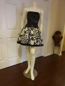 FUN STRAPLESS SILK WHIMSICAL MAD HATTER BRIDESMAID PARTY PROM RECITAL DRESS - Picture 1 of 8
