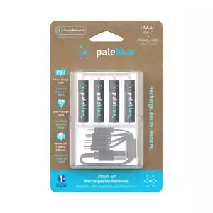 Paleblue AAA Lithium Ion USB-C Rechargeable Batteries (4 Pack) - Picture 1 of 16