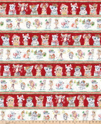 Little Darlings Christmas Characters Repeating Stripe 05376 By half yard cuts - Image 1 of 4