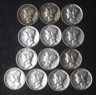 New Listing1937-45 Denver Mercury Silver Dime 13 Coin Lot(1) - Coingiants -