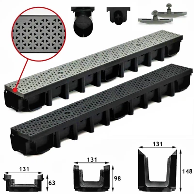 A15 Entwässerungsrinne 1,5t  Bodenrinne Tiefe 63-98-148 DECOR schwarz grau - Bild 1 von 4