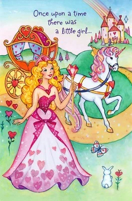 Linda Tarjeta CUMPLEAÑOS PARA NIÑA, Divertida Princesa Unicornio por American Greetings +✉ Foto 1 de 4