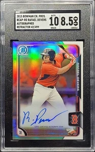 2015 Bowman Chrome Rafael Devers /499 Autograph Refractor Auto RC SGC 8.5 GEM 10 - Picture 1 of 3