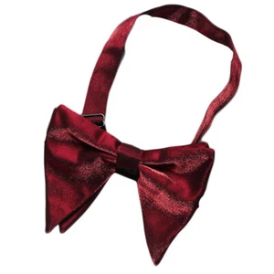 Men Double Layer Horn Shaped Big Shiny Bowtie Pre-tied Adjustable Wide Bow Tie - Picture 1 of 17