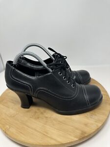 Mudd  Chunky Lace up Oxford Heels Shoes Black Size 8.5M Y2K 90s Vegan Vintage