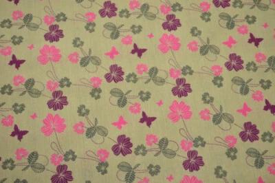 Baumwollstoff 100% Baumwolle Blumen Blüten beige rosa Pink lila Canvas - Bild 1 von 3