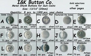8 a 1000 piezas. Botones Blazer de metal plateado de 13/16"" 3/4"" 20 mm - Disfraces - ELECCIÓN - Imagen 1 de 1
