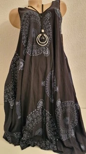 Sommerkleid Strandkleid Sila Gr. 46-48 Made in Italy Schwarz ohne Arm A-Linie - Bild 1 von 3