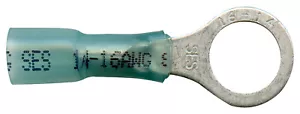 KrimpaSeal Blue 16-14 AWG 3/8" Stud, Sealed Crimp Long Ring Terminal Connector - Picture 1 of 4