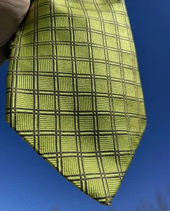 Stratford Tie Rack Chartreuse Lime Green Plaid Check ITALY all SILK Tie ❤️blt7j2 - Picture 1 of 8