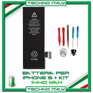 BATTERIA PER APPLE IPHONE 5 1440 mAh RICAMBIO PARI A ORIGINALE + KIT SMONTAGGIO - Foto 1 di 6