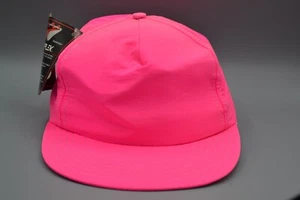Vintage 90s Supplex Neon Pink Plain Snapback Hat Cap Retro NOS - Picture 1 of 8